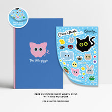 Load image into Gallery viewer, Puff the Pig &#39;This little piggie&#39; Cornflower Blue A5 Hardback 96 Page Lined Notebook
