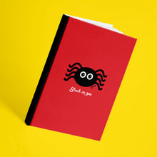 Load image into Gallery viewer, &#39;Stuck on you&#39; Red Sticky Spider A5 Hardback 96 Page Lined Notebook
