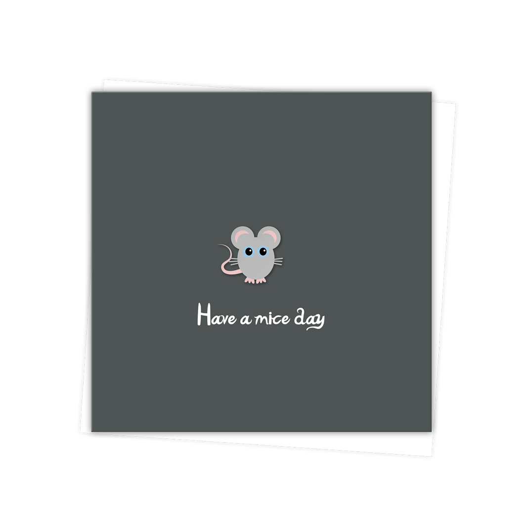 Cheez Mouse 'Have a mice day' Glossy Greetings Card with Enamel Pin