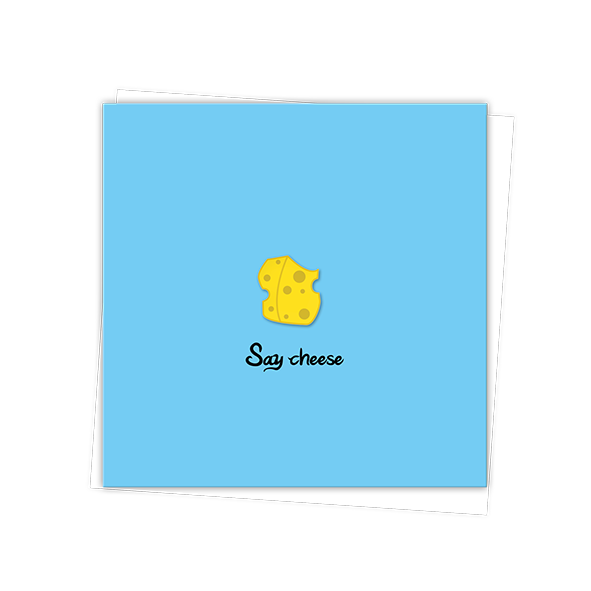 Quirky Collection 'Say cheese' Glossy Greetings Card with Enamel Pin