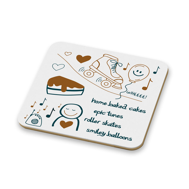 It's The Little Things Home Baked Cakes and roller Skates  100mm Glossy Coaster