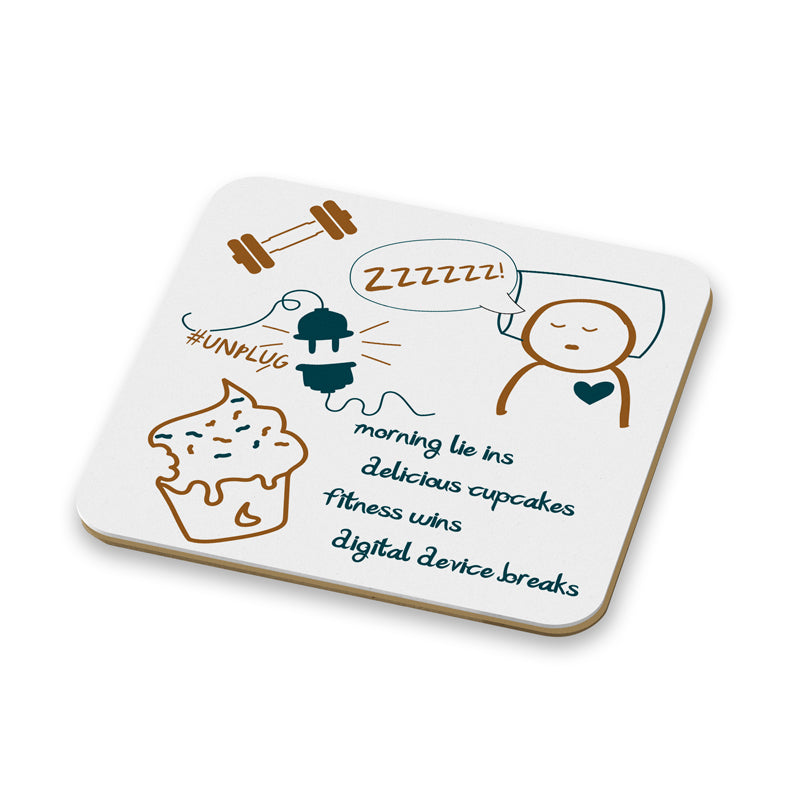 It's The Little Things Morning Lie Ins Fitness Wins 100mm Glossy Coaster
