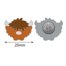 Load image into Gallery viewer, Bruce Highland Cow 25mm Enamel Pin
