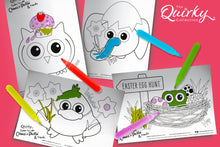 Load image into Gallery viewer, 13 Downloadable Easter Fun with Cheez n Pickle &amp; friends Colouring In Sheets
