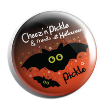 Load image into Gallery viewer, Pickle Bat 38mm Halloween Button Badge
