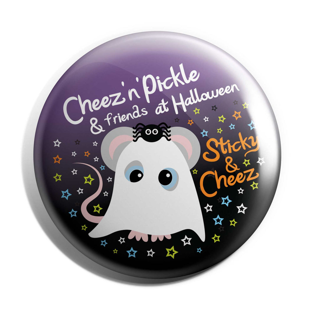 Cheez Mouse Ghost 38mm Halloween Button Badge