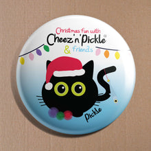 Load image into Gallery viewer, Pickle the Cat 38mm Christmas Pom Pom Button Badge
