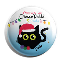 Load image into Gallery viewer, Pickle the Cat 38mm Christmas Pom Pom Button Badge
