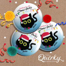 Load image into Gallery viewer, Pickle the Cat 38mm Christmas Pom Pom Button Badge
