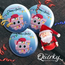 Load image into Gallery viewer, Puff Pig 38mm Christmas Lights Button Badge
