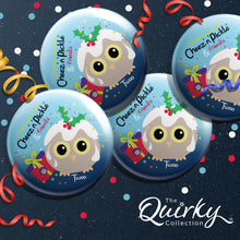 Load image into Gallery viewer, Twoo the Owl 38mm Christmas Pudding Button Badge
