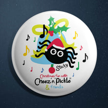 Load image into Gallery viewer, Sticky Spider 38mm Christmas Bell Button Badge
