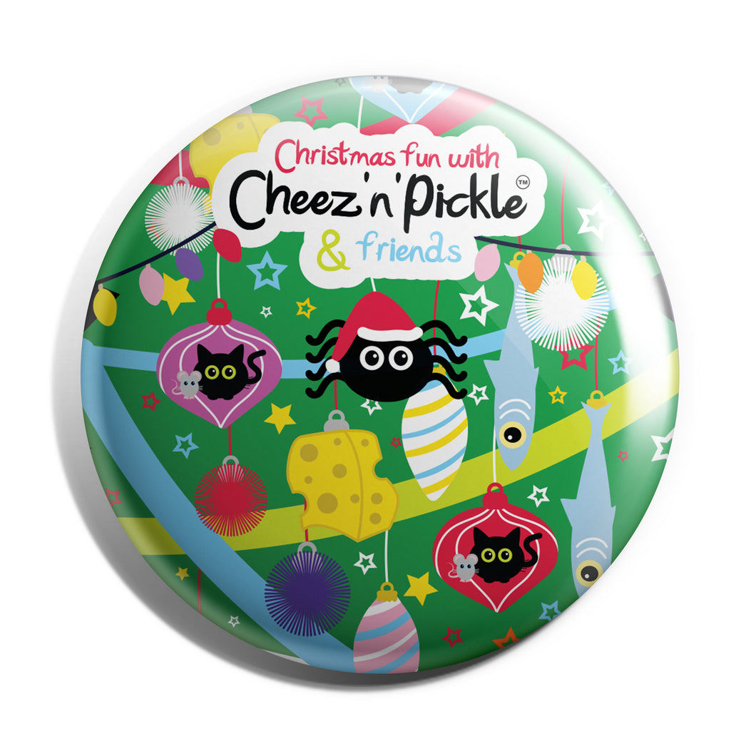 Sticky Spider 38mm Christmas Tree Button Badge