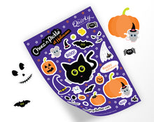 Load image into Gallery viewer, Cheez &#39;n&#39; Pickle &amp; friends at Halloween Set of 3 A5 peelable animal sticker sheets
