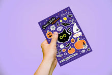 Load image into Gallery viewer, Cheez &#39;n&#39; Pickle &amp; friends at Halloween Set of 3 A5 peelable animal sticker sheets
