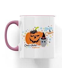 Load image into Gallery viewer, Cheez Mouse &amp; Sticky Spider Pumpkin Halloween Ceramic Mug
