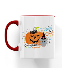 Load image into Gallery viewer, Cheez Mouse &amp; Sticky Spider Pumpkin Halloween Ceramic Mug
