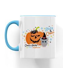 Load image into Gallery viewer, Cheez Mouse &amp; Sticky Spider Pumpkin Halloween Ceramic Mug
