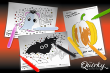 Load image into Gallery viewer, 12 Downloadable Cheez &#39;n&#39; Pickle &amp; friends Halloween Colouring In Sheets
