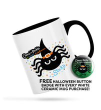 Load image into Gallery viewer, Sticky Spider Witch Halloween Ceramic Mug
