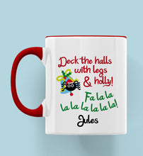 Load image into Gallery viewer, Sticky Spider Deck The Halls With Legs &amp; Holly! Personalised Ceramic Mug
