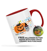 Load image into Gallery viewer, Cheez Mouse &amp; Sticky Spider Pumpkin Halloween Ceramic Mug
