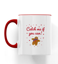 Load image into Gallery viewer, Gingerbread Man Christmas Catch Me If You Can Personalised Ceramic Mug - Coloured design
