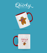 Load image into Gallery viewer, Gingerbread Man Christmas Catch Me If You Can Personalised Ceramic Mug - Coloured design
