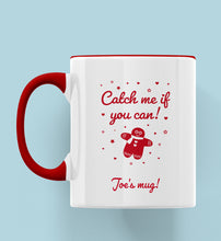 Load image into Gallery viewer, Gingerbread Man Christmas Catch Me If You Can Personalised Ceramic Mug
