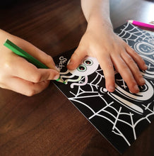 Load image into Gallery viewer, Cheez &#39;n&#39; Pickle &amp; friends at Halloween Set of 8 A5 Colouring In Postcards with Pencils
