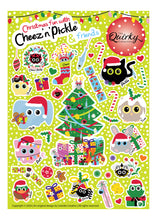Load image into Gallery viewer, Christmas fun with Cheez &#39;n&#39; Pickle &amp; friends A5 peelable animal sticker sheet with 40 stickers
