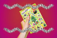 Load image into Gallery viewer, Christmas fun with Cheez &#39;n&#39; Pickle &amp; friends A5 peelable animal sticker sheet with 40 stickers
