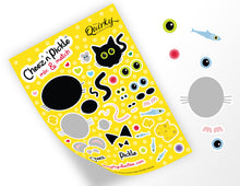Load image into Gallery viewer, Cheez &#39;n&#39; Pickle Mix &amp; Match A5 peelable cat and mouse sticker sheet with 52 stickers
