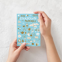 Load image into Gallery viewer, Our Lockdown Memories A5 peelable sticker sheet with 45 stickers (Selection 1)
