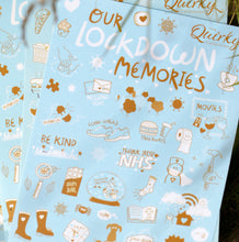 Load image into Gallery viewer, Our Lockdown Memories A5 peelable sticker sheets with 90 stickers (Selections 1 &amp; 2)

