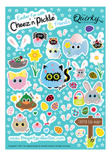 Load image into Gallery viewer, Easter fun with Cheez &#39;n&#39; Pickle &amp; friends A5 peelable animal sticker sheet with 41 stickers
