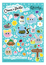 Load image into Gallery viewer, Easter fun with Cheez &#39;n&#39; Pickle &amp; friends Set of 3 A5 peelable animal sticker sheets

