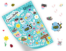 Load image into Gallery viewer, Easter fun with Cheez &#39;n&#39; Pickle &amp; friends A5 peelable animal sticker sheet with 41 stickers
