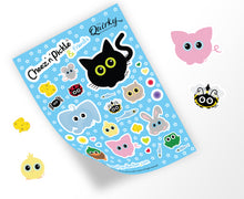 Load image into Gallery viewer, Cheez &#39;n&#39; Pickle &amp; friends A5 peelable animal sticker sheet with 30 stickers
